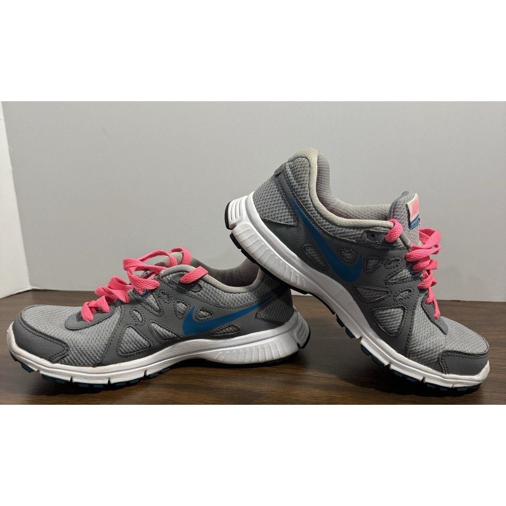 Nike Womens Running Shoes Size 6 Gray Blue Pink Athletic Sneaker 554902-006 - Picture 2 of 9